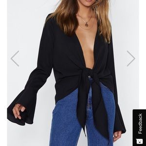 Black nasty gal front tie top